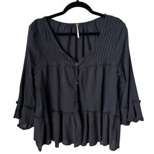 Free People Flowy Boho Button Front Babydoll Style Top – Medium
